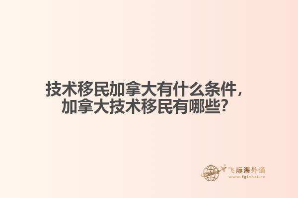 技術(shù)移民加拿大有什么條件，加拿大技術(shù)移民有哪些？