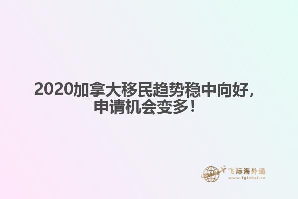 2020加拿大移民趨勢穩(wěn)中向好，申請機會變多！