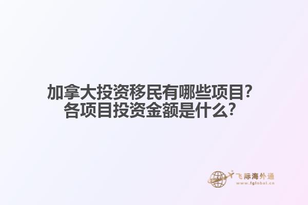 加拿大投資移民有哪些項(xiàng)目？各項(xiàng)目投資金額是什么？