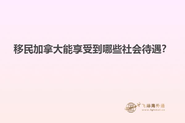 移民加拿大能享受到哪些社會待遇？