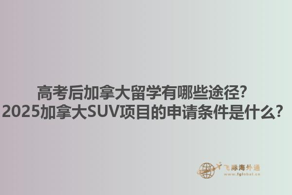 高考后加拿大留學(xué)有哪些途徑？2025加拿大SUV項目的申請條件是什么？