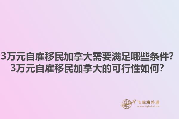 3萬元自雇移民加拿大需要滿足哪些條件？3萬元自雇移民加拿大的可行性如何？1.jpg