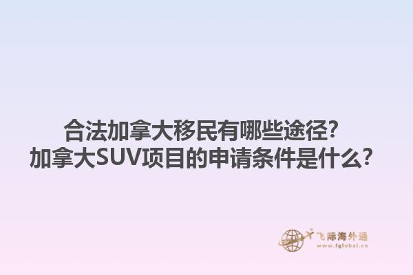 合法加拿大移民有哪些途徑？加拿大SUV項目的申請條件是什么？