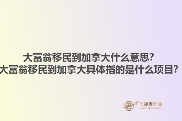 大富翁移民到加拿大什么意思？大富翁移民到加拿大具體指的是什么項(xiàng)目？1.jpg