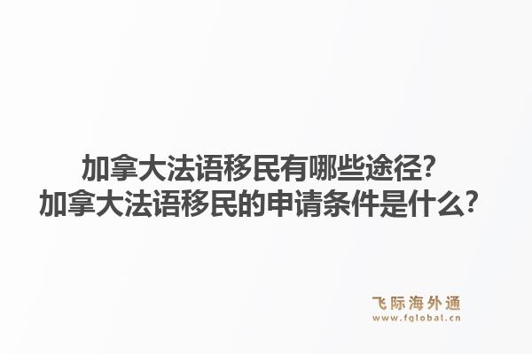 加拿大法語移民有哪些途徑？加拿大法語移民的申請(qǐng)條件是什么？