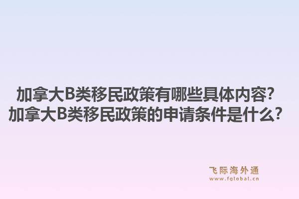 加拿大B類移民政策有哪些具體內(nèi)容？加拿大B類移民政策的申請(qǐng)條件是什么？