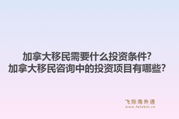 加拿大移民需要什么投資條件？加拿大移民咨詢中的投資項目有哪些？