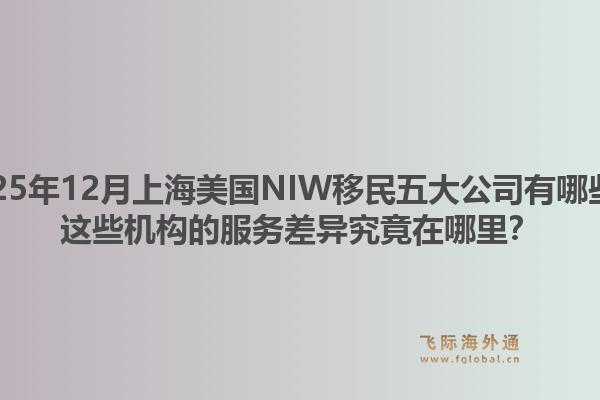 2025年12月上海美國(guó)NIW移民五大公司有哪些？這些機(jī)構(gòu)的服務(wù)差異究竟在哪里？