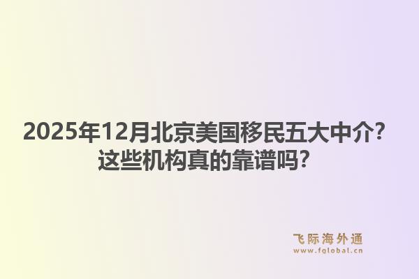 2025年12月北京美國移民五大中介？這些機(jī)構(gòu)真的靠譜嗎？